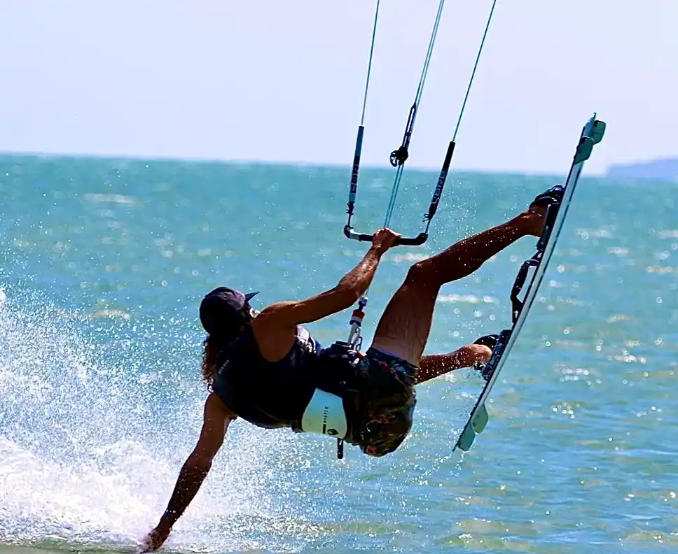 Strong summer-season kitesurfing conditions on Kalpitiya Lagoon